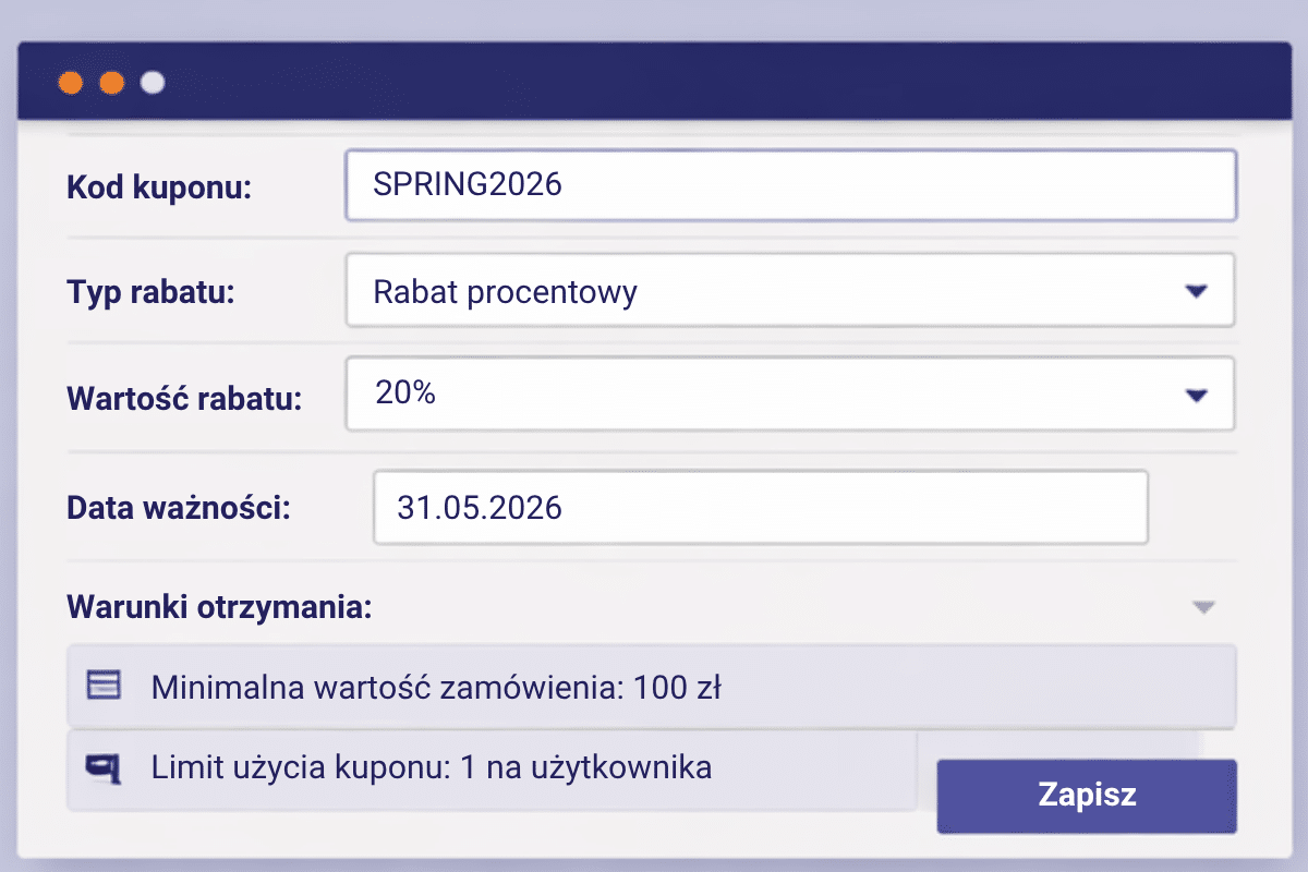 Konfiguracja kuponu rabatowego w WooCommerce – kod kuponu, typ rabatu i warunki użycia